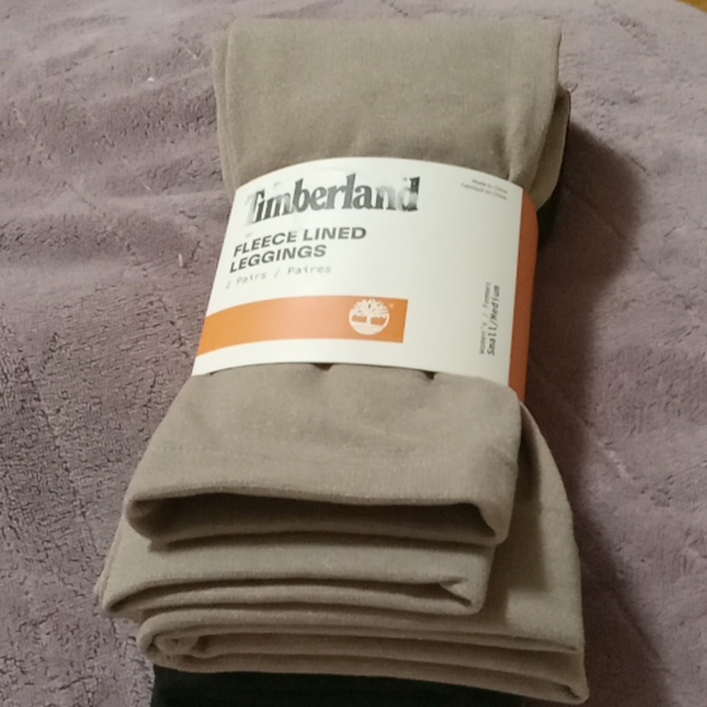 Timberland Fleece Lined Leggings. 2pack. Size: S/M Color: Tan/Black